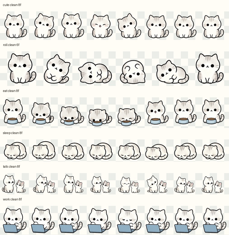 社畜小猫逐帧动作素材